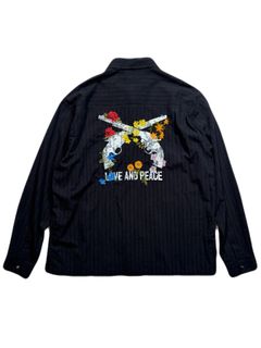 【予約品 8月23日(日) 締切】STRIPES SHIRT FLOWER / ブラック