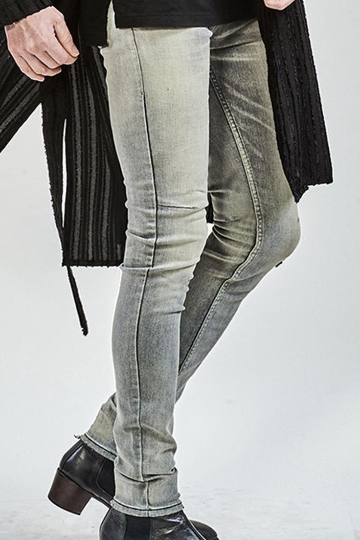 ys Yuji SUGENO - Hybrid Stretch USED Skinny Denim Pants / GRAY