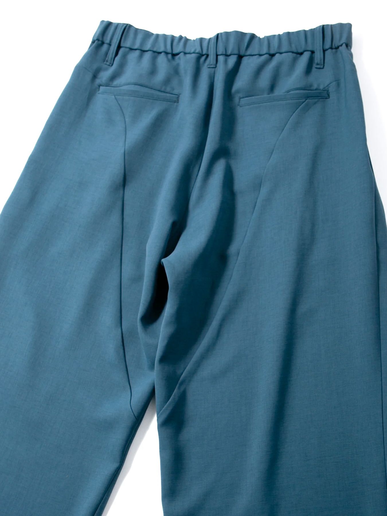 Polyester Stretch Twill Barrel Wide Pants / ポリエステル ストレッチ ツイル バレル ワイドパンツ / ブルーグリーン