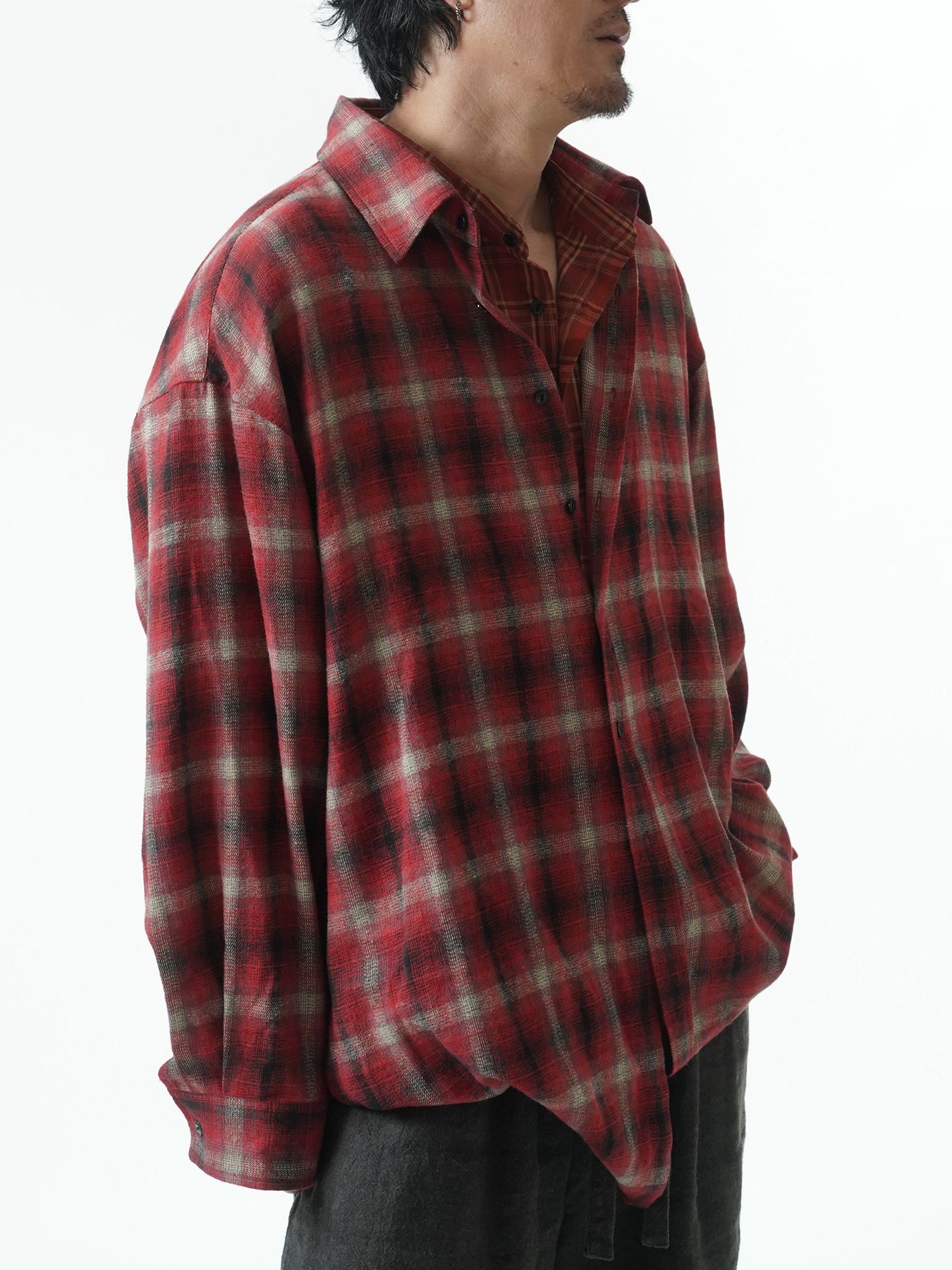 【予約品 5月27日(水) 締切】DOUBLE-SHIRTS / レイヤードシャツ / レッド系