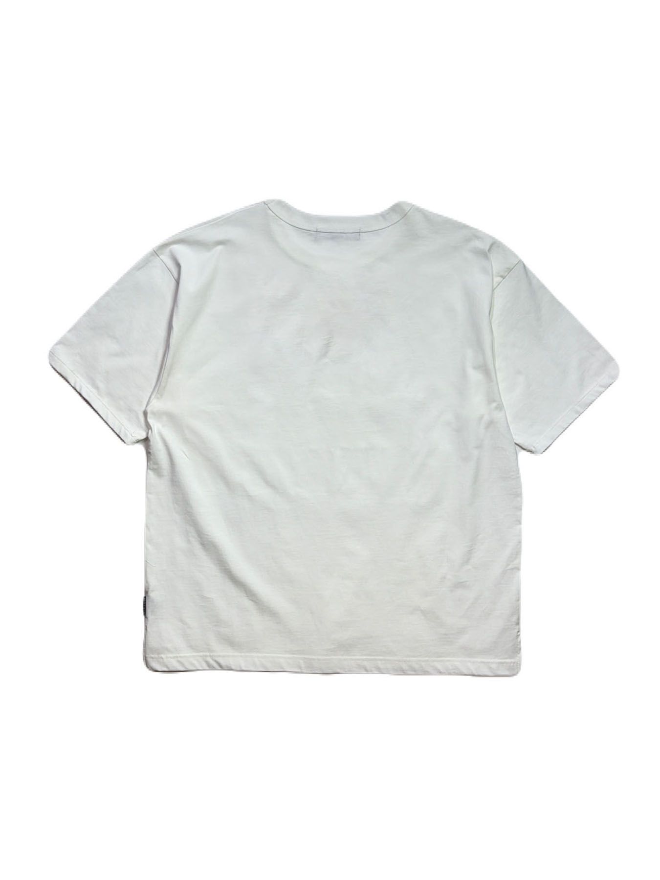 【予約品 3月9日(月) 18:00 締切】LA FAR PRINT S/S T / LA ファーフロッキープリント オーガニックコットン Tシャツ / ホワイト