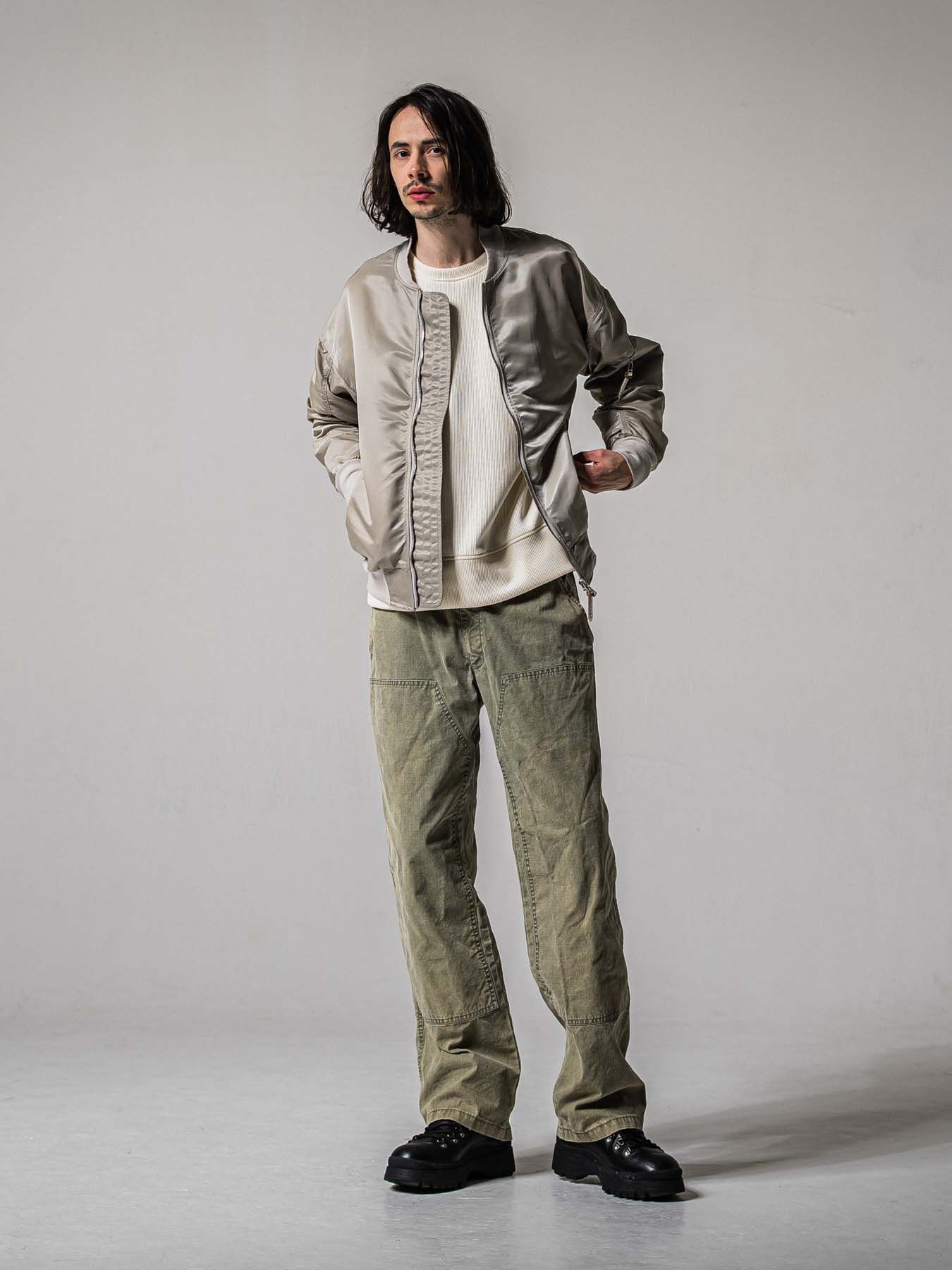 【予約品 11月16日(日) 締切】LIGHT DAVID JACKET / ドロップショルダー フライトジャケット / ナイロングレージュ