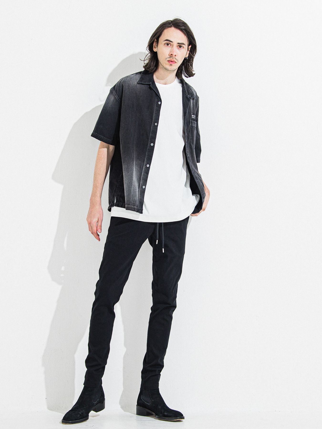 【予約品 】DENIM JERSEY CHRIS EASY TUCK PT / デニムジャージクリスイージータックパンツ / ブラック