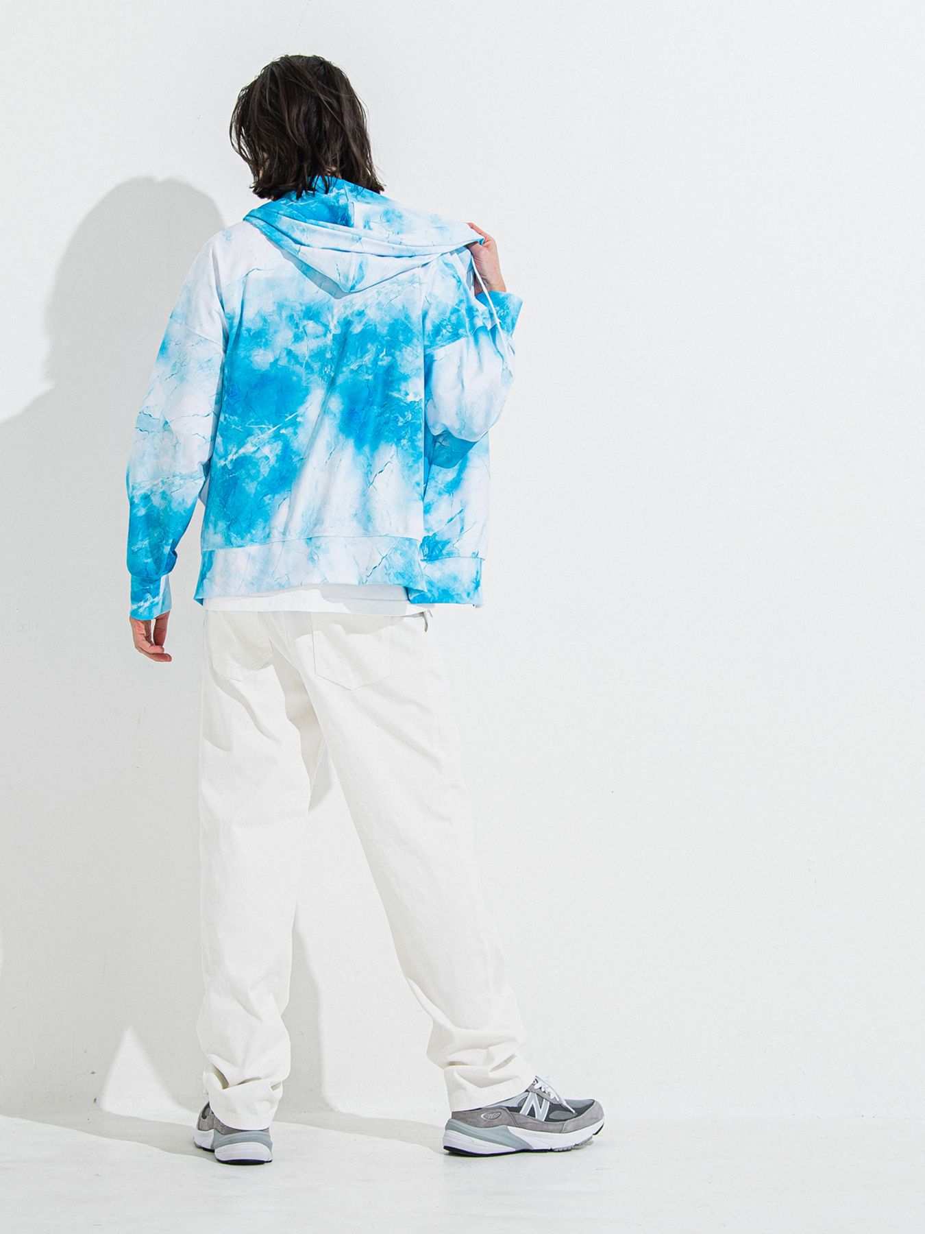 【予約品 】RASH OVER ZIPUP HOODIE / ラッシュガード オーバーサイズジップアップパーカー / マーブルブルー