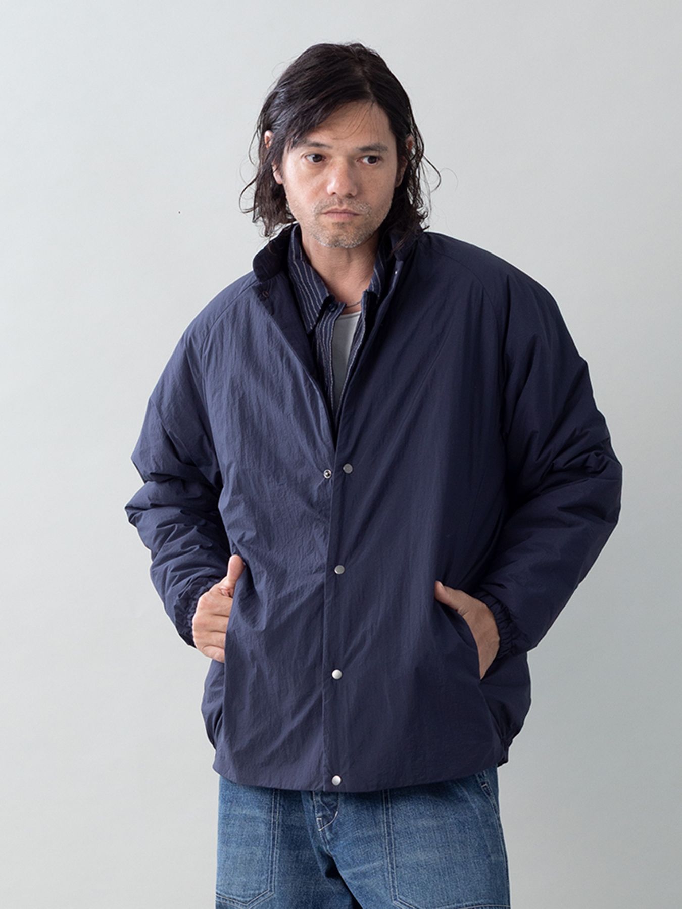 【予約品 5月27日(水) 締切】VEIL-BLOUSON / スタンドブルゾン / ネイビー
