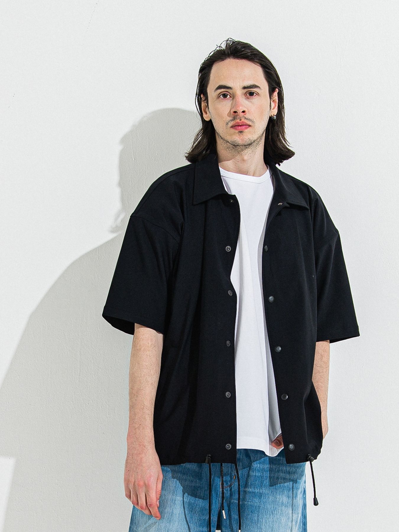 【予約品】NYLON HALF COACH JACKET / ナイロンハーフコーチジャケット / ブラック