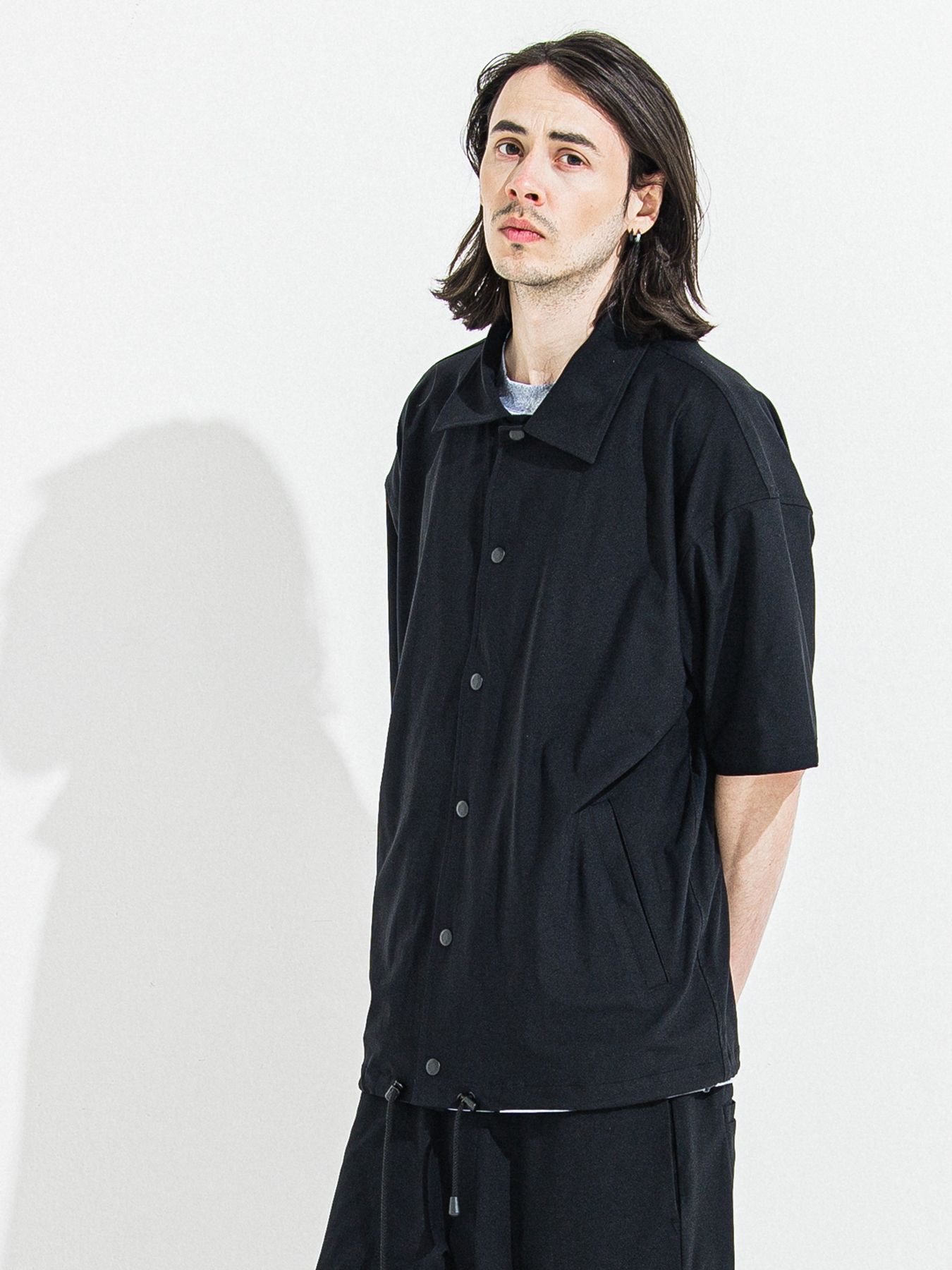 【予約品】NYLON HALF COACH JACKET / ナイロンハーフコーチジャケット / ブラック