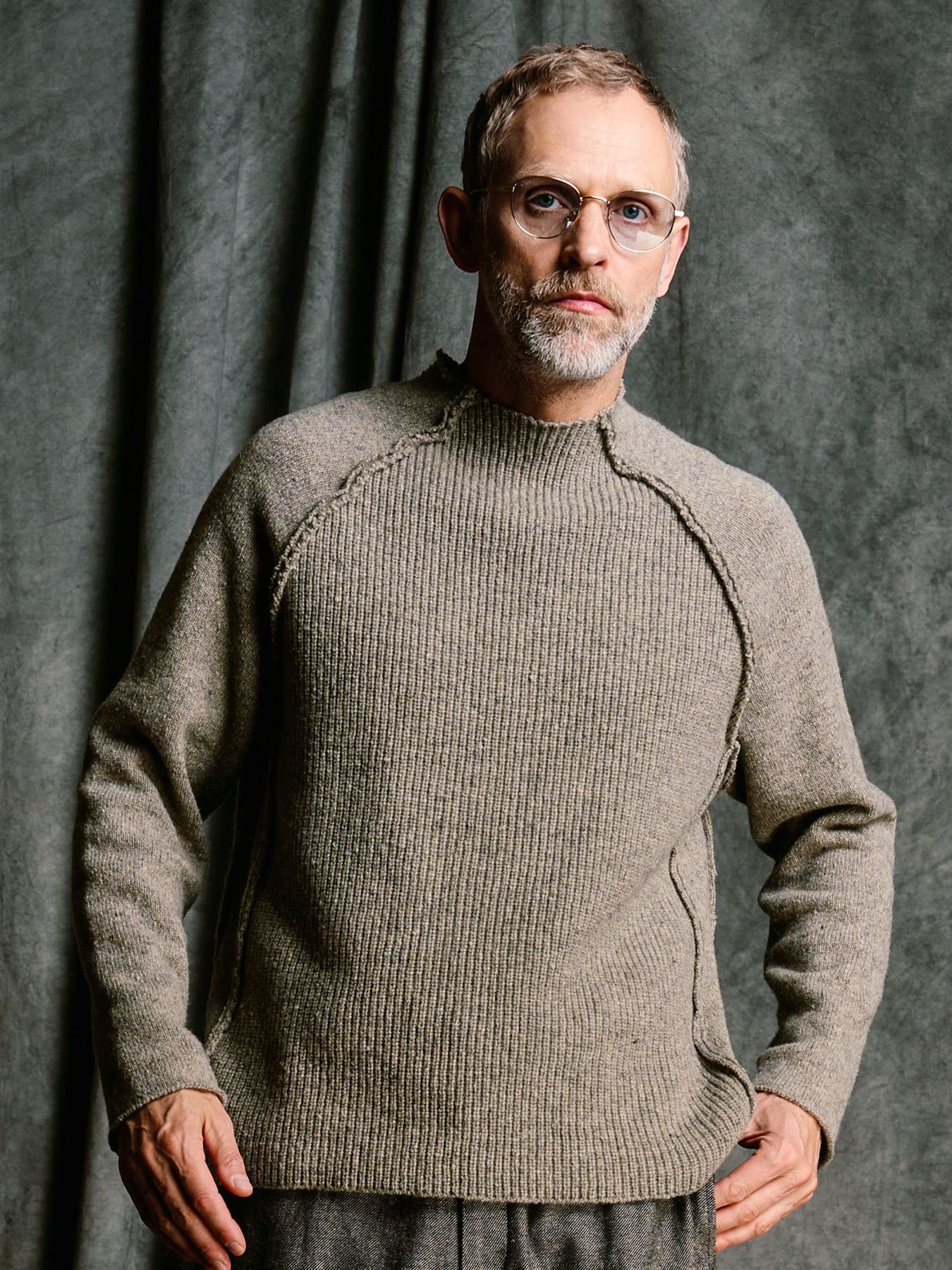 【予約品 4月19日(日) 18時締切】lomond×powder line high-neck knit / ライン ハイネックニット / グレー