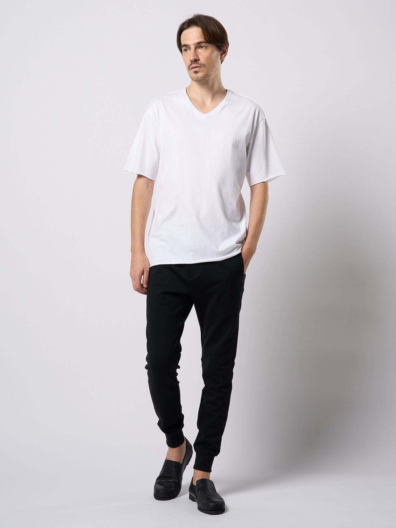 【予約品 9月23日(火) 締切】wide cut-off V-neck S/S / ワイド カットオフ Vネック ショートスリーブ / ホワイト