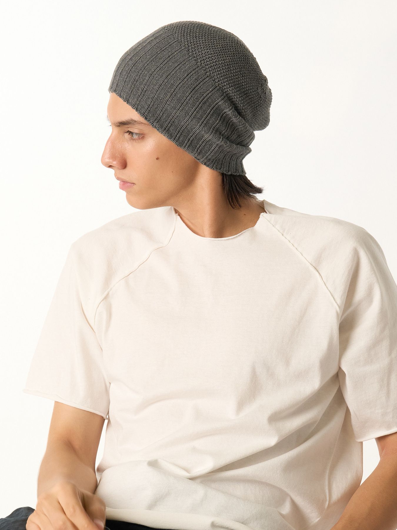 【予約品 9月23日(火) 締切】comfy 2-way knit watch / コンフィー 2ウェイ ニットワッチキャップ / チャコール