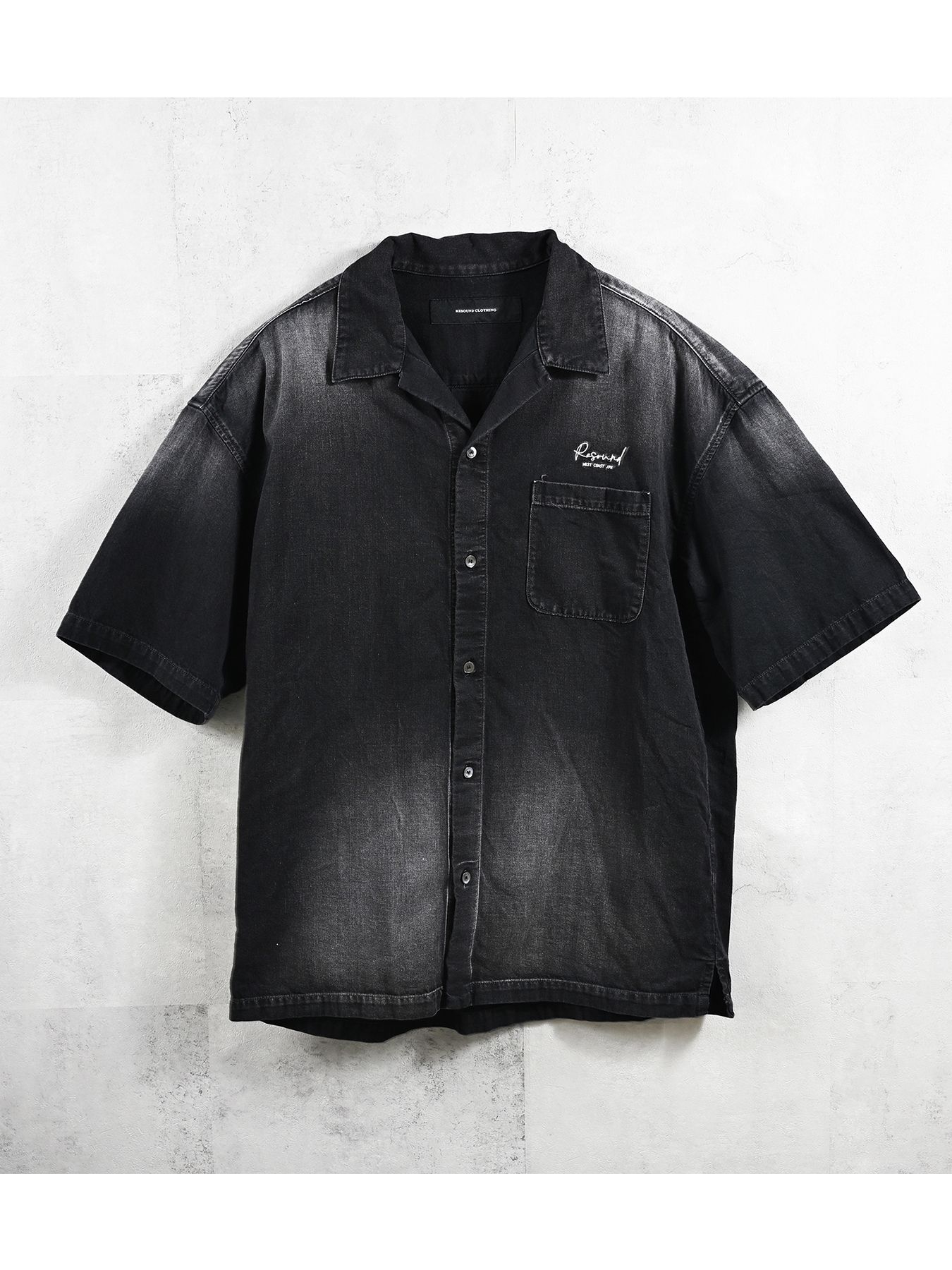 【予約品 】ZACK HALF DENIM SHIRT / ザックハーフスリーブデニムシャツ / ブラックプリント