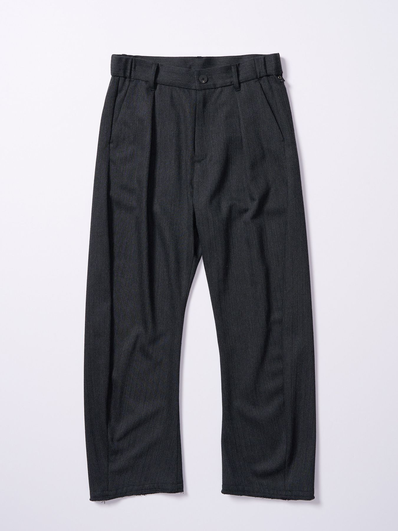 【予約品 4月19日(日) 18時締切】venetian stripe wide banana slacks / ヴェネツィアン ストライプ ワイドバナナスラックス / チャコール