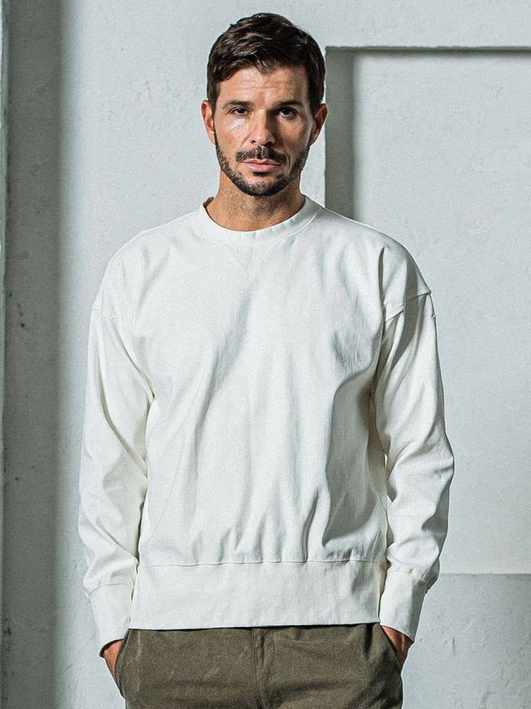 《予約11月17日19時締め》  DENIM JERSEY loose trainer / トレーナー / ホワイト