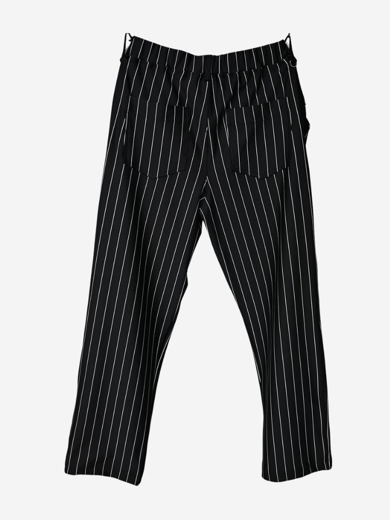 《予約11月17日19時締め》 CHRIS EASY WIDE TUCK PANTS / ワイドタックパンツ / ブラック・ストライプ