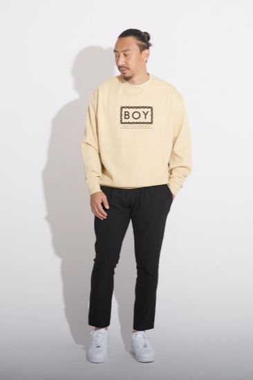 CHAIN DESIGN DOUBLE FACE SWEAT/ カーキ 【BOY LONDON】