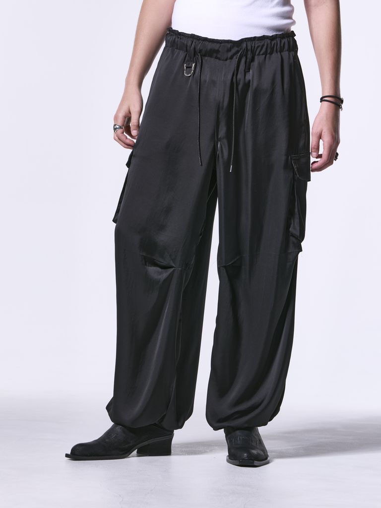 【Khaite】 Felton high-riseサテンワイドレッグパンツ kiryuyrik - 《予約品》 WideCargoPants / サテンワイドカーゴ