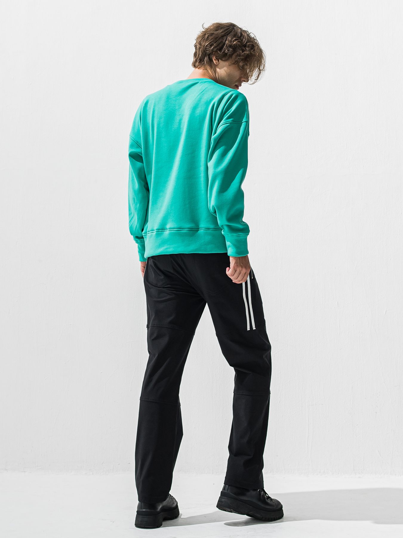 【予約品 9月6日(日) 締切】BOX VELOURS FLEECE DROP TRAINER / ボックスロゴ 裏起毛 ルーズトレーナー / ブルーグリーン