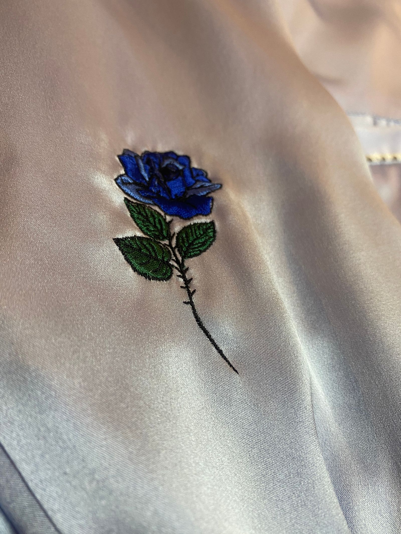 ミッキーマウス刺繍SILK100％スカジャン スカイブルー≪71MICHAELミッシェル≫