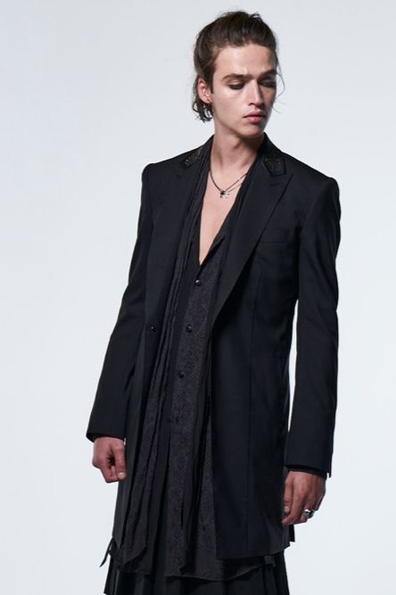 《予約品》スタッズ NailStudsCollarLongJacket / ブラック 【kiryuyrik】 2023年3月以降入荷予定