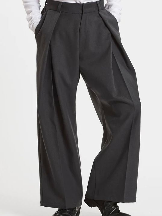 クロスタックワイドトラウザーズ グレー【NOID.】