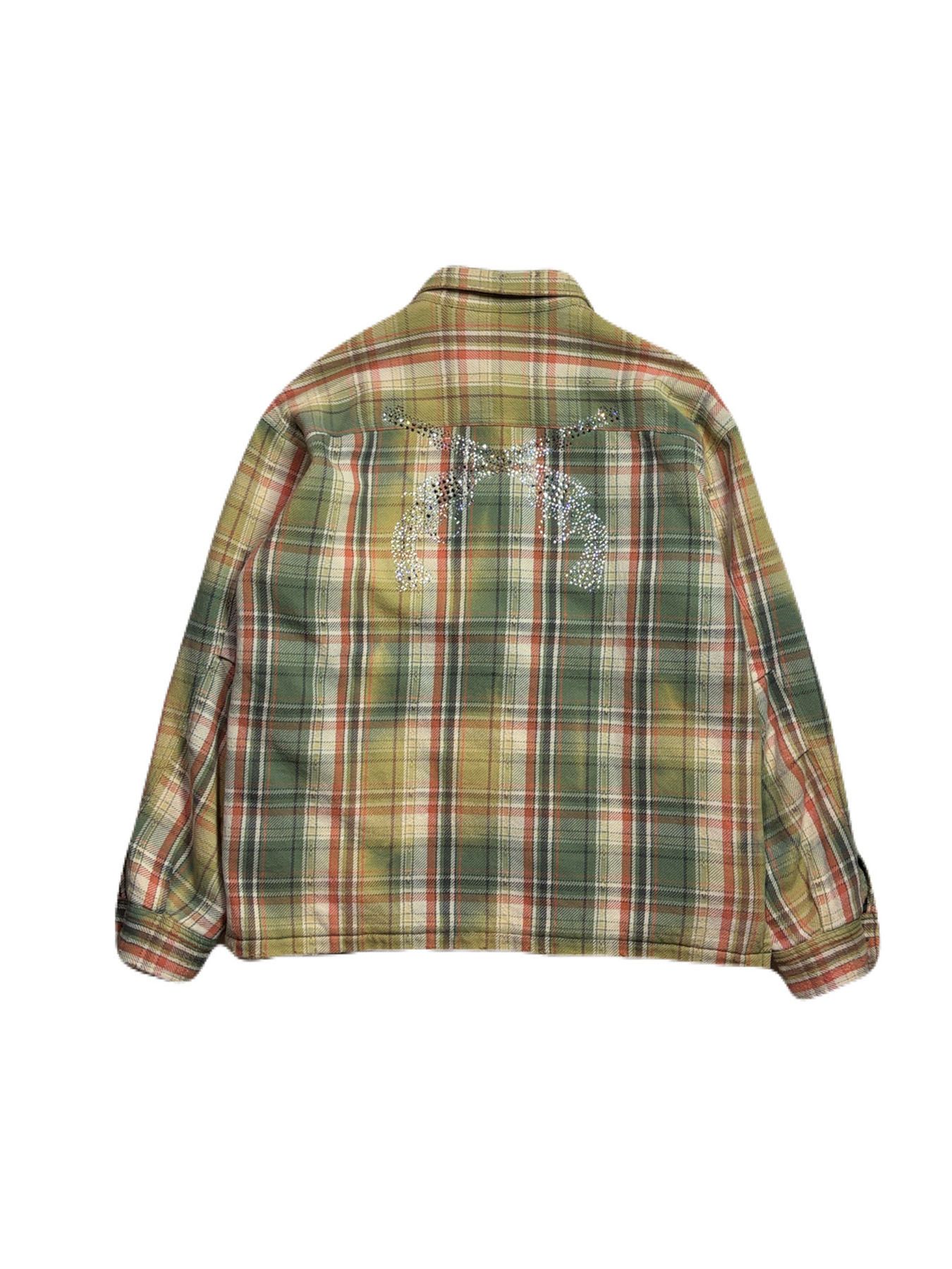 【予約品 3月9日(月) 18:00 締切】STUDS CHECK SH CRY / クリスタルクロスガン スタッズ チェックシャツ / グリーン