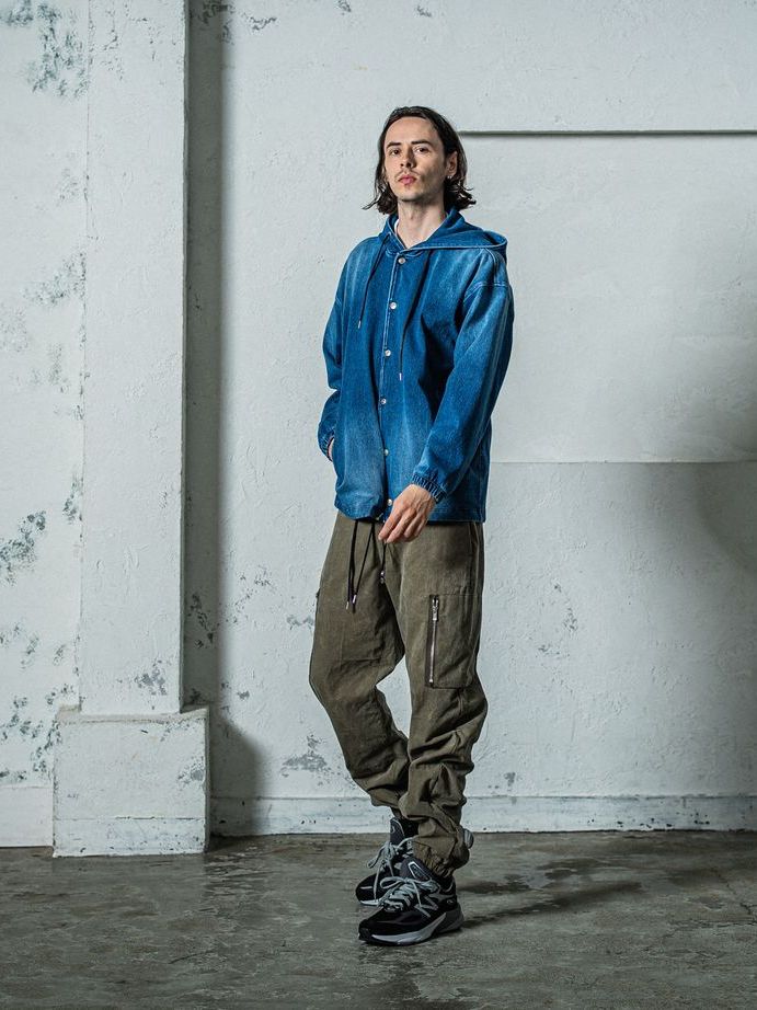 《予約11月17日19時締め》 DENIM JERSEY  coach hoodie / ジャケットパーカー / ダークインディゴ