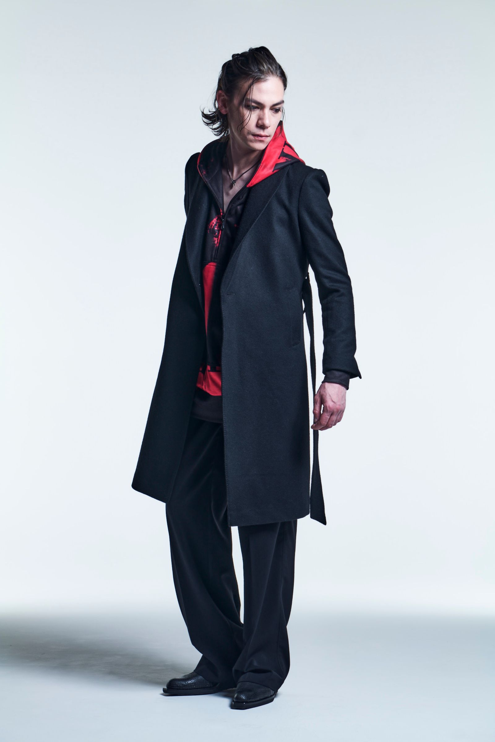 ZippHoodie InkJetFleece / Black&Red 【kiryuyrik】