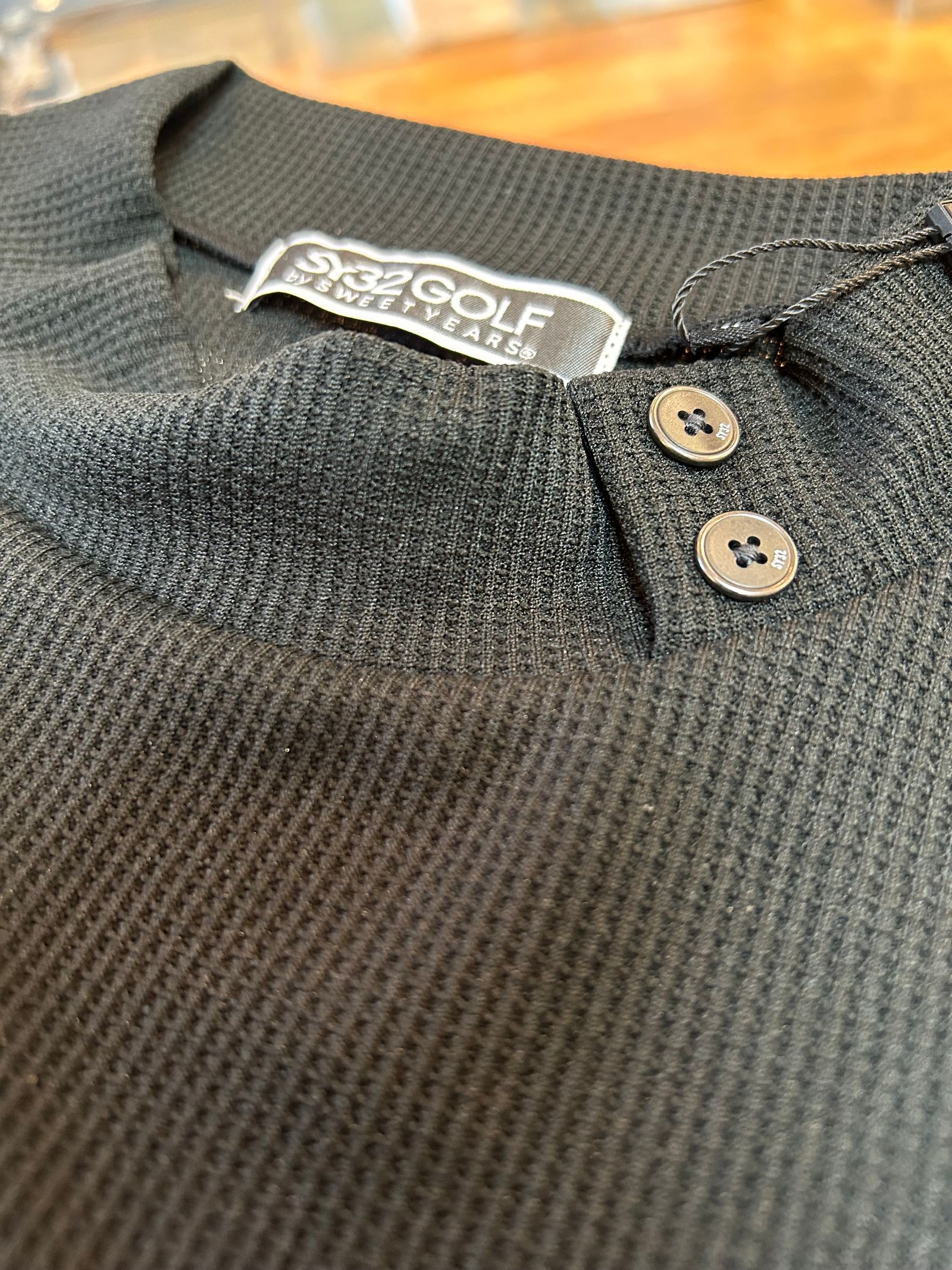 MINI WAFFLE LONG MOCK / ブラック 【SY32 by SWEET YEARS GOLF】