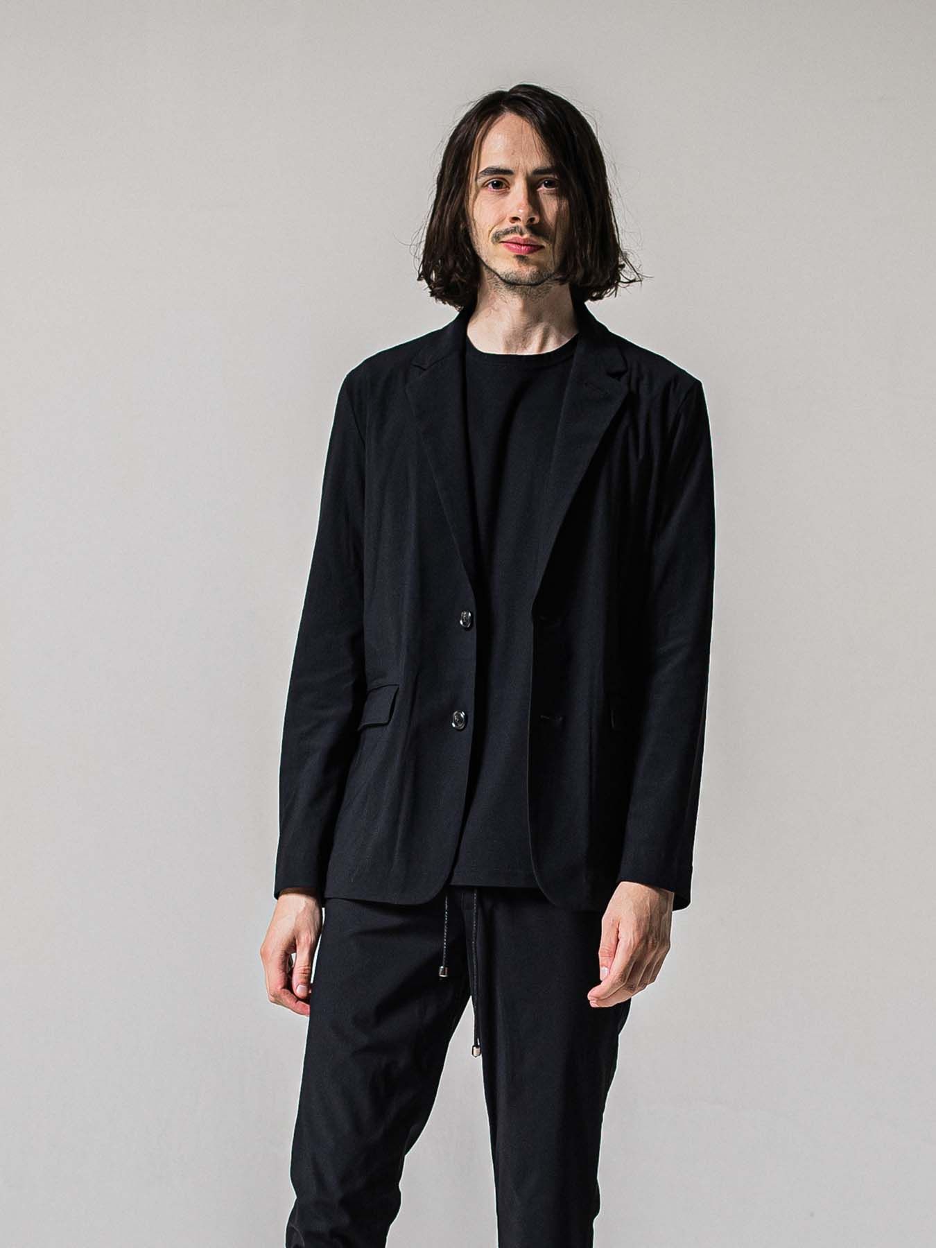 【予約品 11月16日(日) 締切】GARY LOOSE JACKET / ルーズフィット ジャージ テーラードジャケット / ナイロンブラック