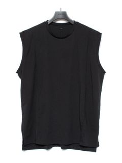 【予約品 9月27日(日) 締切】オーガニックコットン 強撚 天竺 ノースリーブ ワイド Tシャツ / BLACK