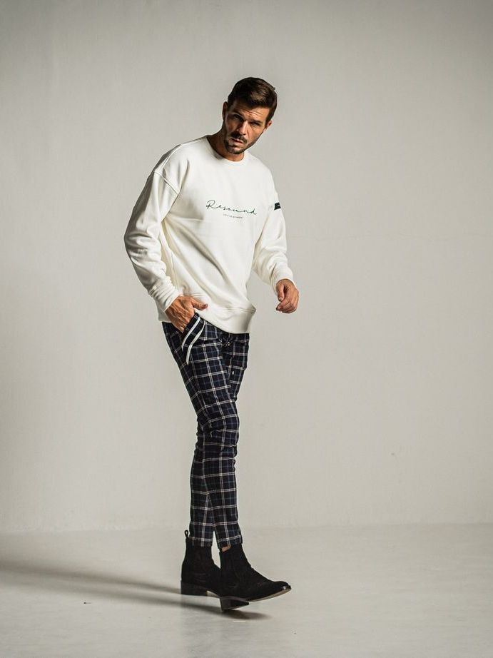 《予約9月1日18時締め》 handwriting rogo  velours fleece drop trainer  / ルーズトレーナー / ホワイト