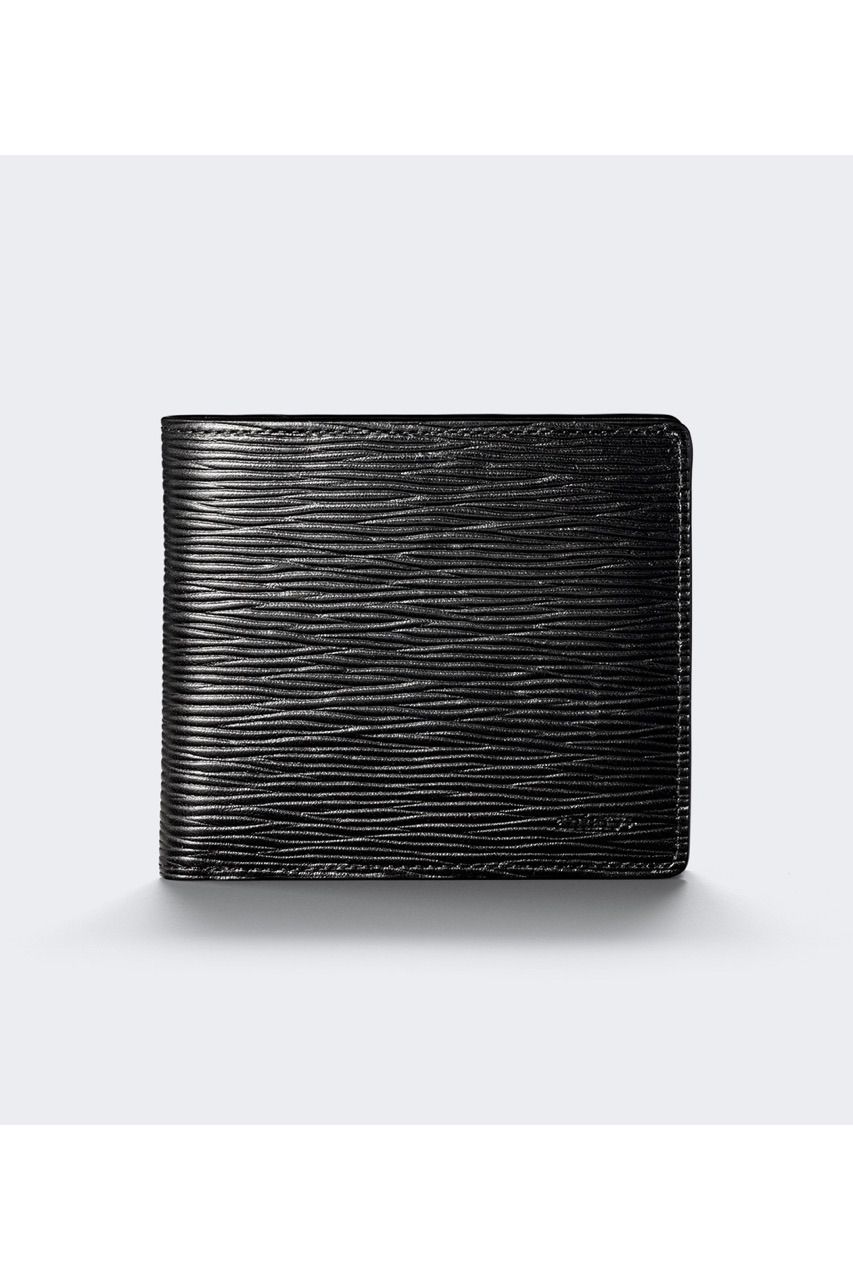 二つ折りウォレット Wave Leather / Black 【aniary】