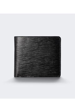 二つ折りウォレット Wave Leather / Black 【aniary】