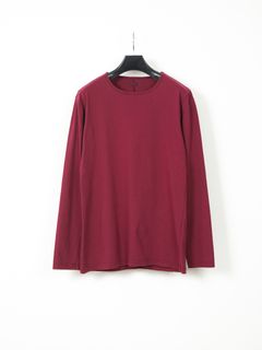 《予約品4月14日締め》 Natural Soft Cotton Plain Stitches Crew Neck T-shirt / ロングスリーブ  T シャツ / ワイン - 3（S）