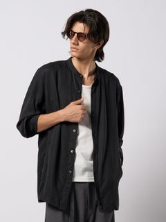 【予約品 9月23日(火) 締切】band collar shirt coat / バンドカラー シャツコート / ブラック