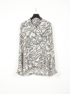Printed Cupra Rayon L/S Open Collar Shirt / プリント L/S 開襟シャツ / ホワイト