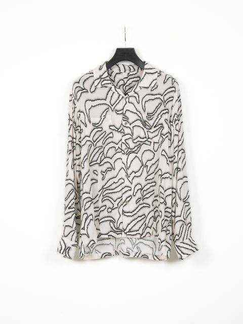 Printed Cupra Rayon L/S Open Collar Shirt / プリント L/S 開襟シャツ / ホワイト