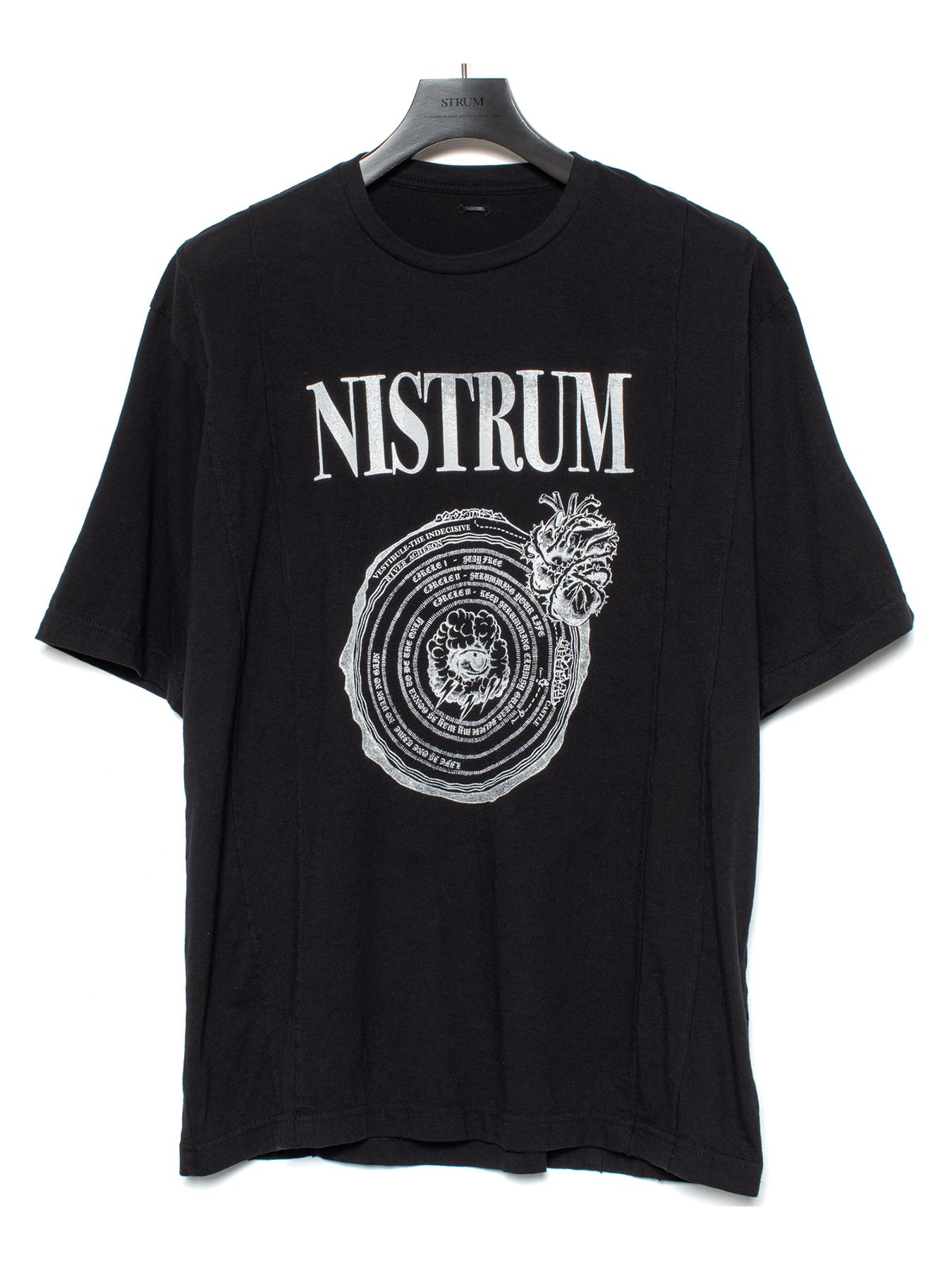 【予約品 9月27日(日) 締切】30/-ナチュラルソフト天竺 クルーネック ハーフスリーブ プリント ワイドTシャツ / BLACK