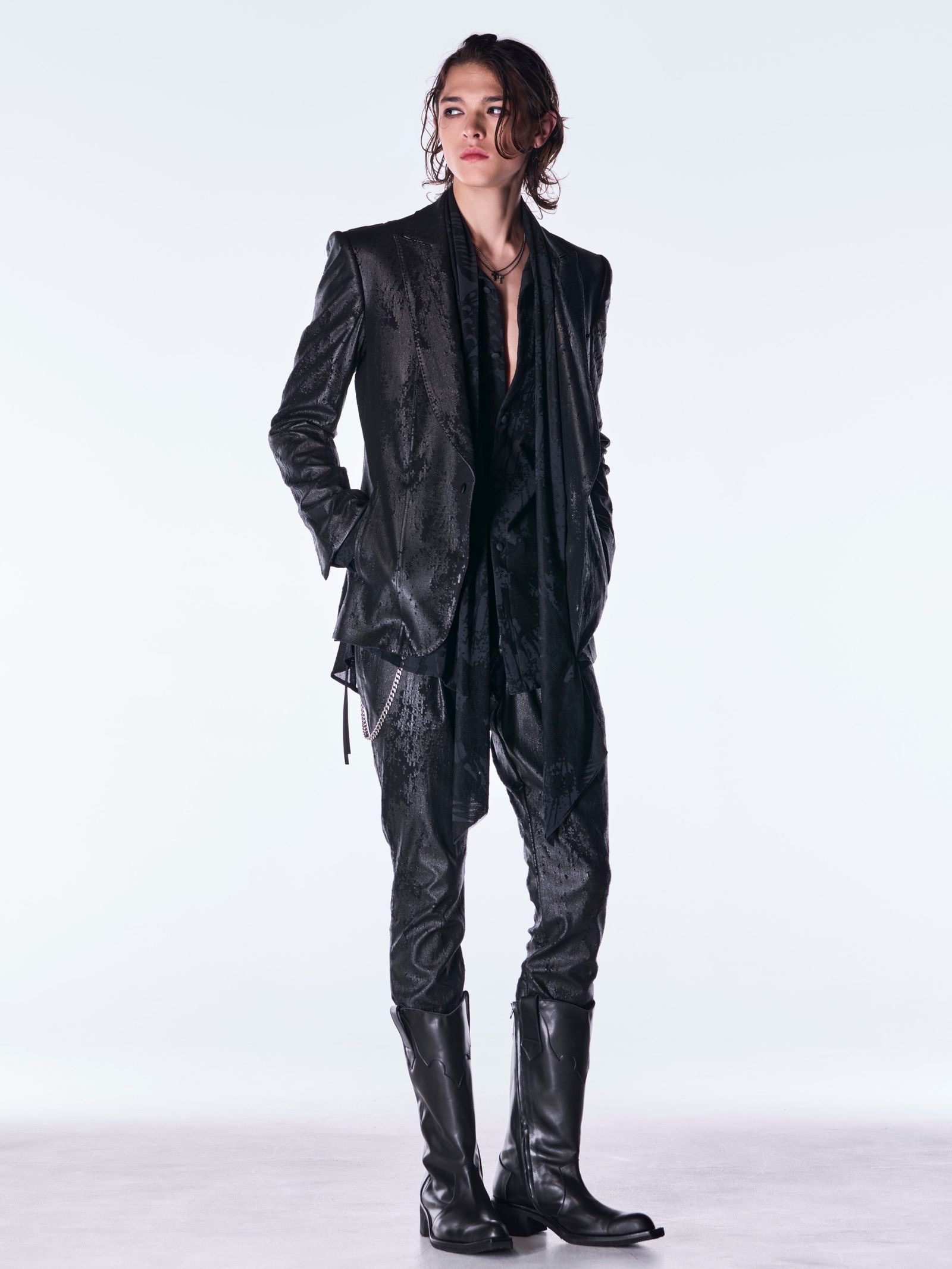 【予約品 6月29日(月) 締切】Cross Dot Fleece Peaked Jacket / ピークドラペル ジャケット / ブラック