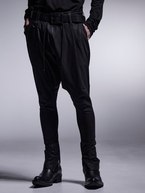 【予約品 7月13日(日) 締切】Coating Curve Sarrouel Pants / コーティング カーブサルエルパンツ / ブラック