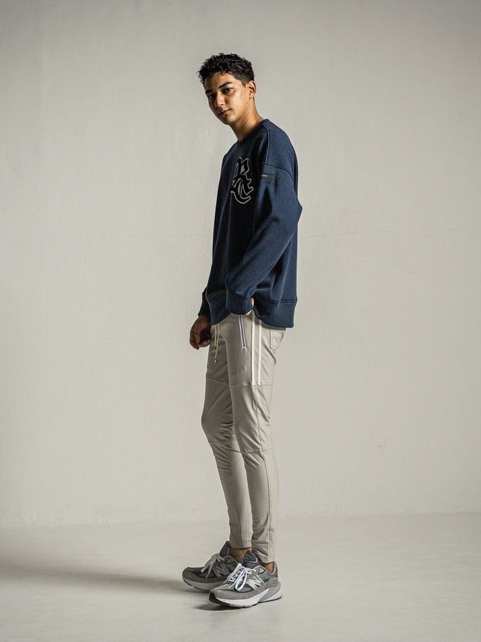 RC chenille velours fleece drop trainer  / ルーズトレーナー / ネイビー