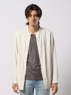 【予約品 9月23日(火) 締切】band collar shirt coat / バンドカラー シャツコート / オフホワイト