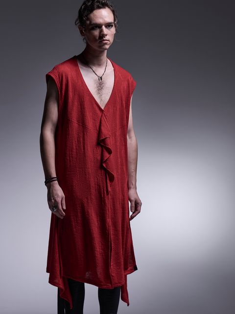 【予約品 7月13日(日) 締切】Flare Frill Long Tank Top / フレアフリルロングタンクトップ / レッド