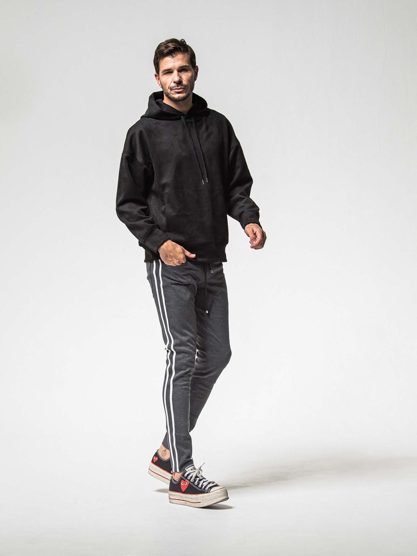 【予約品 8月31日(日) 締切】SUEDE LOOSE HOODIE / スウェード ルーズフーディ / ブラック