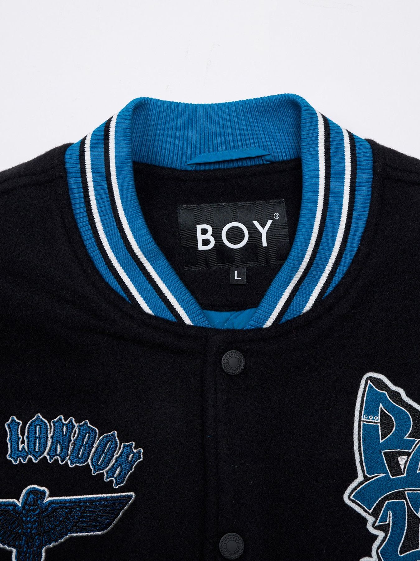 ”Love never ends" BOY LOGO STADIUM JUMPER / スタジャン / ブラック