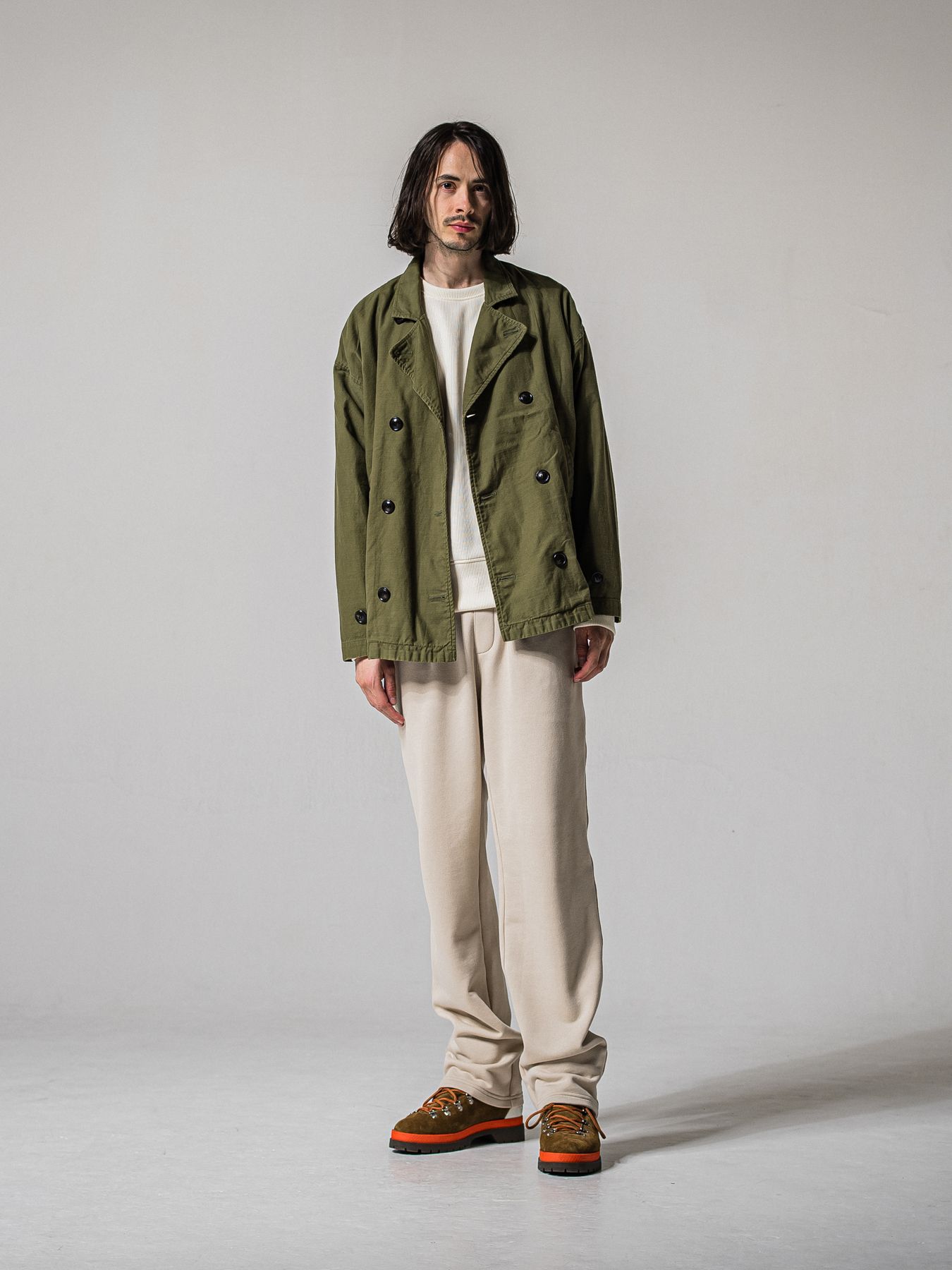 【予約品 11月16日(日) 締切】AZE MILITARY DROP TRAINER / 畔編みニット トレーナー / オフ