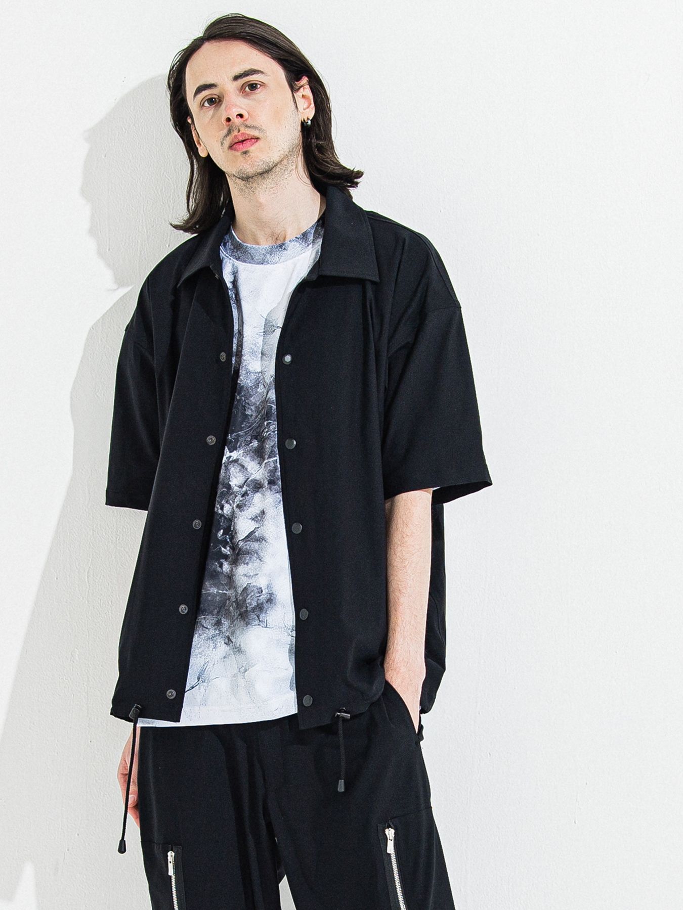 【予約品】NYLON HALF COACH JACKET / ナイロンハーフコーチジャケット / ブラック