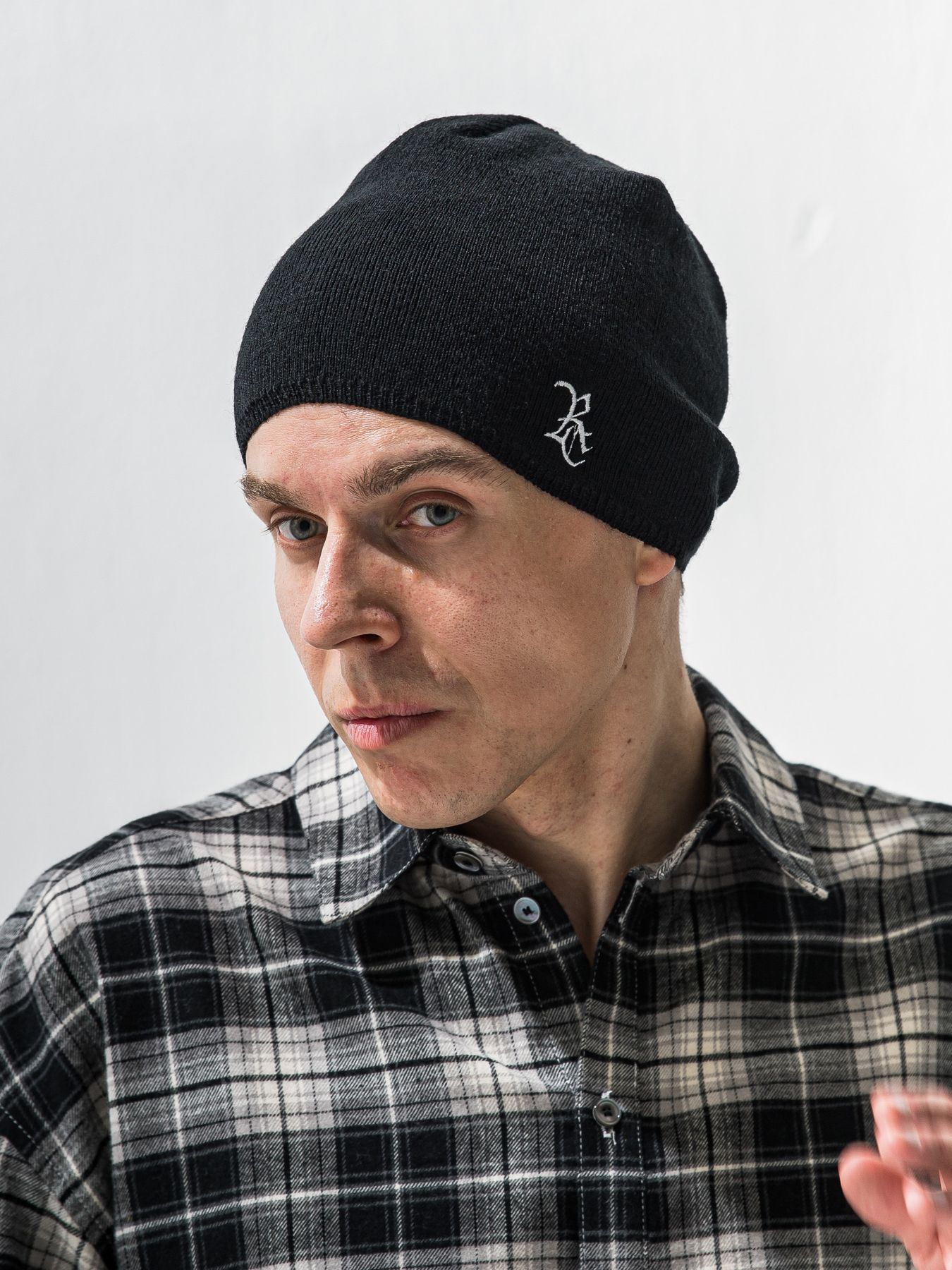 【予約品 9月6日(日) 締切】WOOL KNIT CAP / ウール ニットキャップ / ブラック×RC刺繍