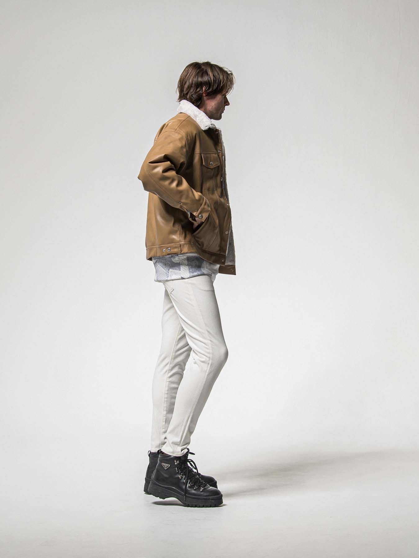 【予約品 8月31日(日) 締切】LEATHER FUR OVER G / レザーファーオーバーGジャケット / キャメル