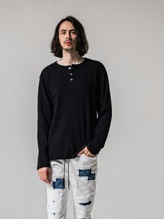 【予約品 11月16日(日) 締切】WAFFLE HENRY / ワッフルサーマル ヘンリーネック / ブラック